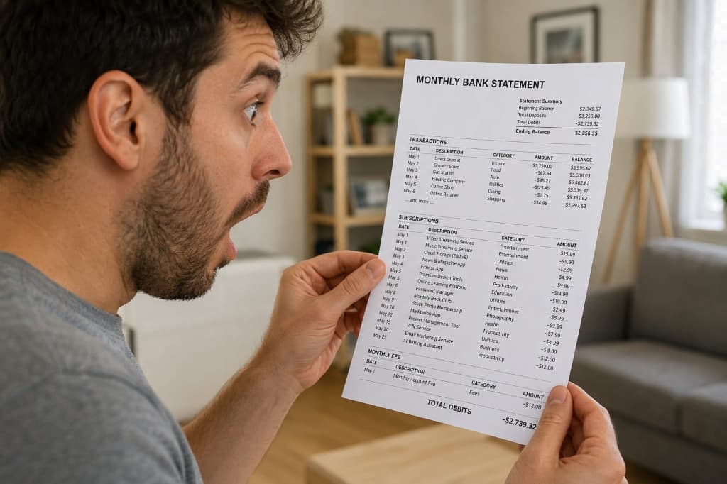 Man shocked by recurring bank statement subscription charges